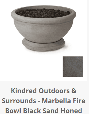 Kindred Outdoors & Surrounds - Marbella Fire Bowl Black Sand Honed